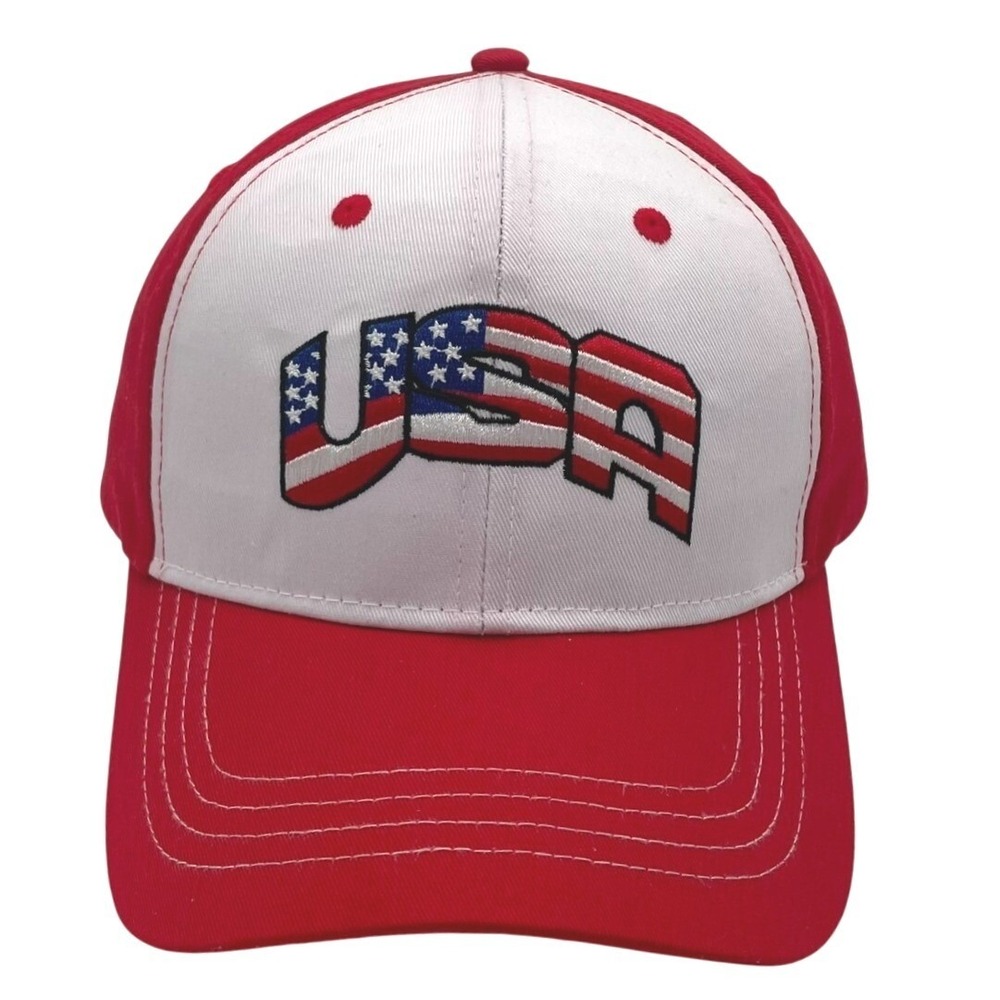 Heritage Collection USA Cap Men's‎ One Size Red Cotton Logo Adjustable Strapback